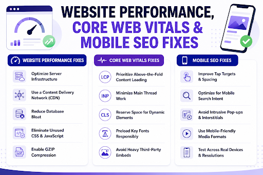 Website Performance, Core Web Vitals & Mobile SEO Fixes